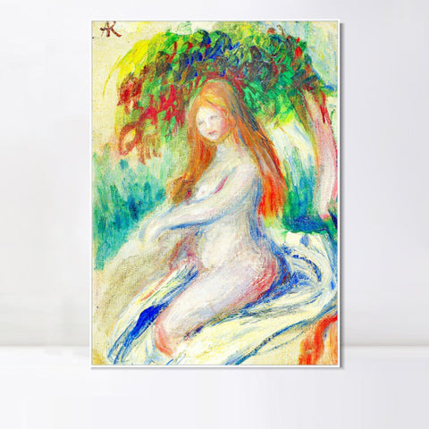 INVIN ART Framed Canvas BAIGNEUSE4 by Pierre Auguste Renoir Wall Art Living Room Home Office Decorations