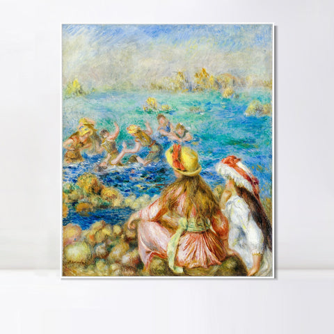 INVIN ART Framed Canvas BAIGNEUSES by Pierre Auguste Renoir Wall Art Living Room Home Office Decorations