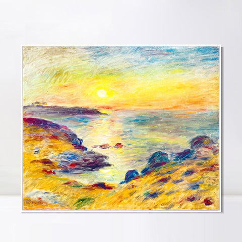 INVIN ART Framed Canvas COUCHER DE SOLEIL À DOUARNENEZ by Pierre Auguste Renoir Wall Art Living Room Home Office Decorations