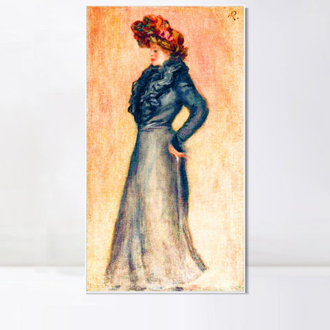 INVIN ART Framed Canvas FEMME DEBOUT DE PROFIL by Pierre Auguste Renoir Wall Art Living Room Home Office Decorations