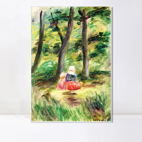 INVIN ART Framed Canvas FEMME ET ENFANT DANS UN PAYSAGE by Pierre Auguste Renoir Wall Art Living Room Home Office Decorations