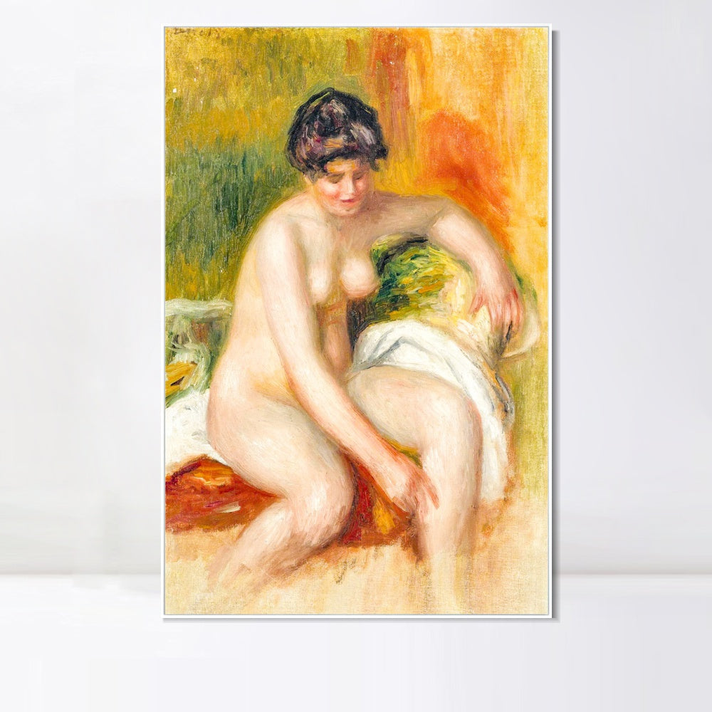 INVIN ART Framed Canvas FEMME NUE DANS UN INTERIEUR by Pierre Auguste Renoir Wall Art Living Room Home Office Decorations