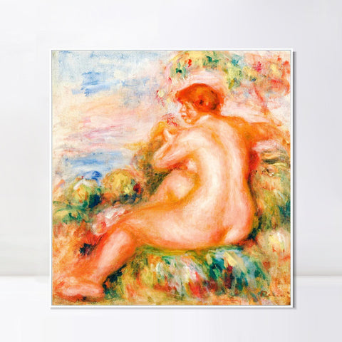INVIN ART Framed Canvas FEMME NUE DANS UN PAYSAGE by Pierre Auguste Renoir Wall Art Living Room Home Office Decorations