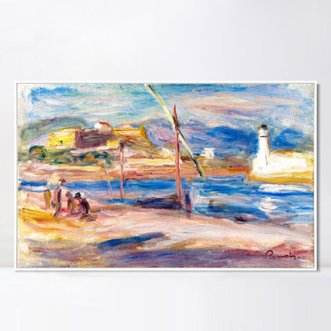 INVIN ART Framed Canvas FORT CARRÉ ET PHARE D'ANTIBES by Pierre Auguste Renoir Wall Art Living Room Home Office Decorations