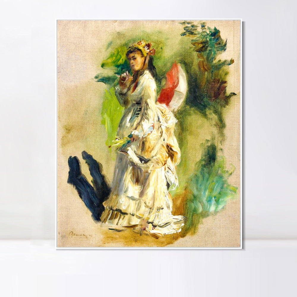 INVIN ART Framed Canvas JEUNE FEMME A L'OMBRELLE2 by Pierre Auguste Renoir Wall Art Living Room Home Office Decorations