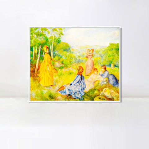 INVIN ART Framed Canvas Jeunes Filles Jouant au Volant by Pierre Auguste Renoir Wall Art Living Room Home Office Decorations