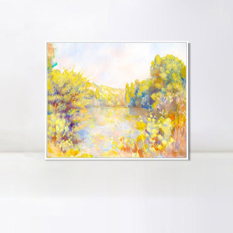 INVIN ART Framed Canvas Lakeside Landscape by Pierre Auguste Renoir Wall Art Living Room Home Office Decorations