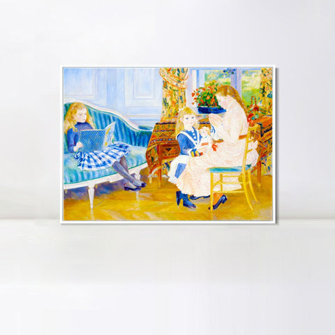 INVIN ART Framed Canvas L'après midi des enfants à Wargemont by Pierre Auguste Renoir Wall Art Living Room Home Office Decorations