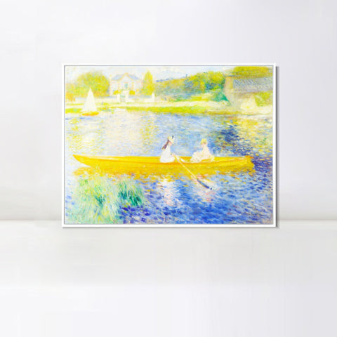 INVIN ART Framed Canvas The Skiff(La Yole) by Pierre Auguste Renoir Wall Art Living Room Home Office Decorations