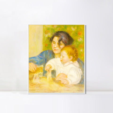 INVIN ART Framed Canvas Child with Toys - Gabrielle and the Artist's Son by Pierre Auguste Renoir Wall Art Living Room Home Office Decorations