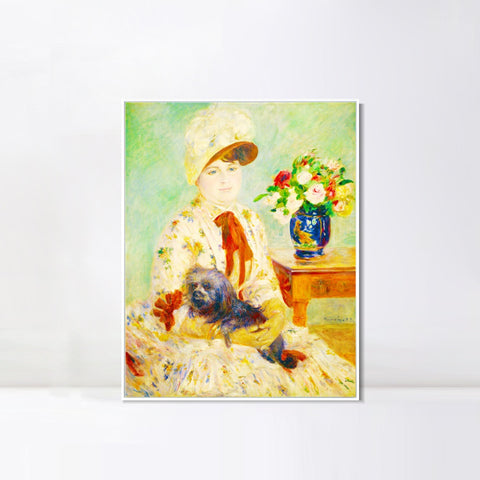 INVIN ART Framed Canvas Mlle Charlotte Berthier by Pierre Auguste Renoir Wall Art Living Room Home Office Decorations
