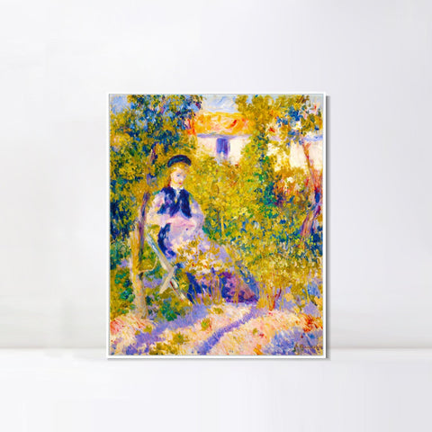 INVIN ART Framed Canvas Nini in the Garden (Nini Lopez) by Pierre Auguste Renoir Wall Art Living Room Home Office Decorations