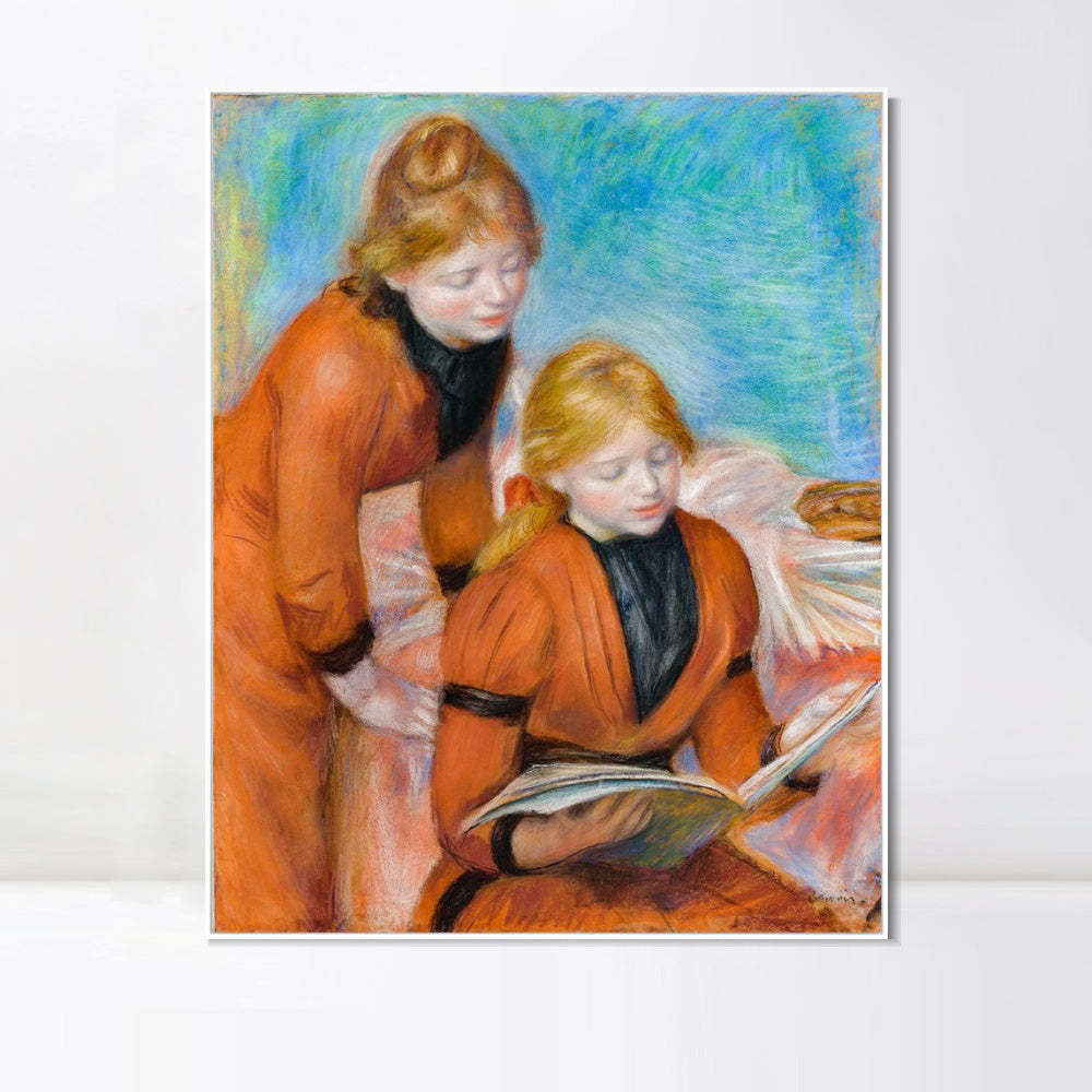 INVIN ART Framed Canvas LA LECTURE by Pierre Auguste Renoir Wall Art Living Room Home Office Decorations
