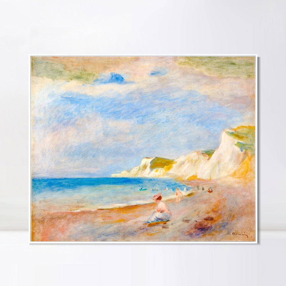 INVIN ART Framed Canvas LA PLAGE DE VARENGEVILLE by Pierre Auguste Renoir Wall Art Living Room Home Office Decorations