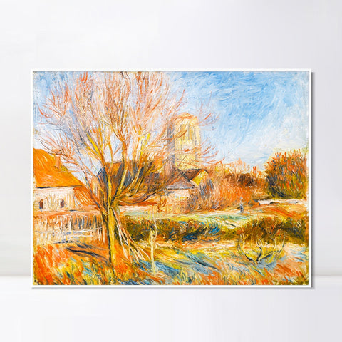 INVIN ART Framed Canvas LE VILLAGE DE BONNECOURT by Pierre Auguste Renoir Wall Art Living Room Home Office Decorations