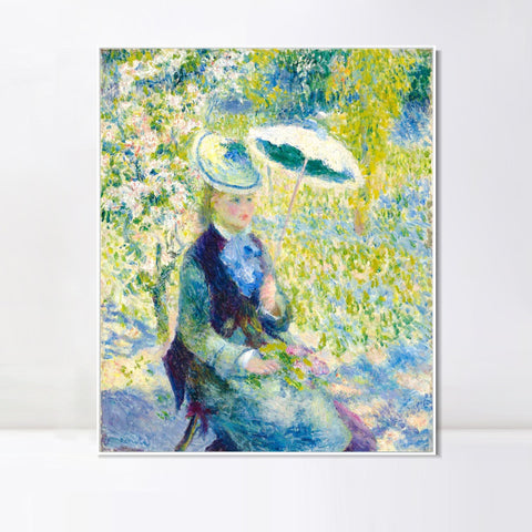 INVIN ART Framed Canvas L'OMBRELLE by Pierre Auguste Renoir Wall Art Living Room Home Office Decorations