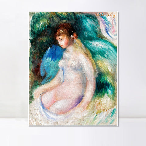 INVIN ART Framed Canvas NU ASSIS by Pierre Auguste Renoir Wall Art Living Room Home Office Decorations