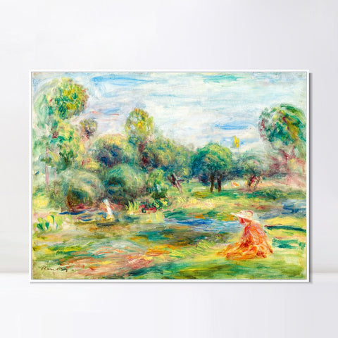 INVIN ART Framed Canvas PAYSAGE À CAGNES by Pierre Auguste Renoir Wall Art Living Room Home Office Decorations