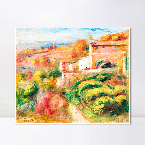 INVIN ART Framed Canvas PAYSAGE AVEC MAISONS À CAGNES by Pierre Auguste Renoir Wall Art Living Room Home Office Decorations