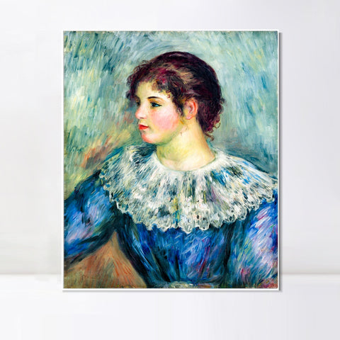 INVIN ART Framed Canvas PORTRAIT EN BUSTE DE JEUNE FILLE by Pierre Auguste Renoir Wall Art Living Room Home Office Decorations