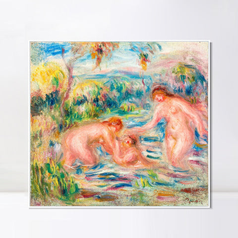 INVIN ART Framed Canvas TROIS BAIGNEUSES by Pierre Auguste Renoir Wall Art Living Room Home Office Decorations