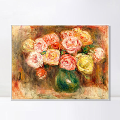 INVIN ART Framed Canvas VASE DE FLEURS 2 by Pierre Auguste Renoir Wall Art Living Room Home Office Decorations