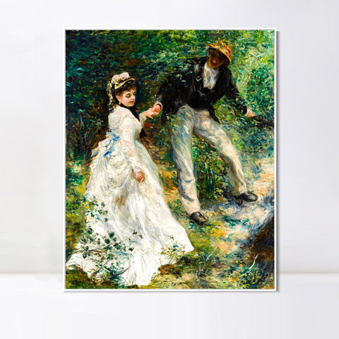 INVIN ART Framed Canvas French La Promenade by Pierre Auguste Renoir Wall Art Living Room Home Office Decorations