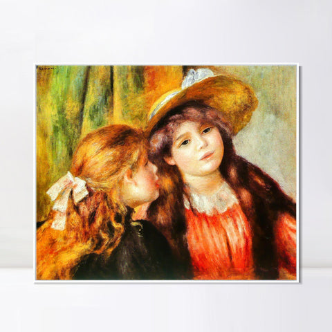 INVIN ART Framed Canvas Deux fillettes by Pierre Auguste Renoir Wall Art Living Room Home Office Decorations