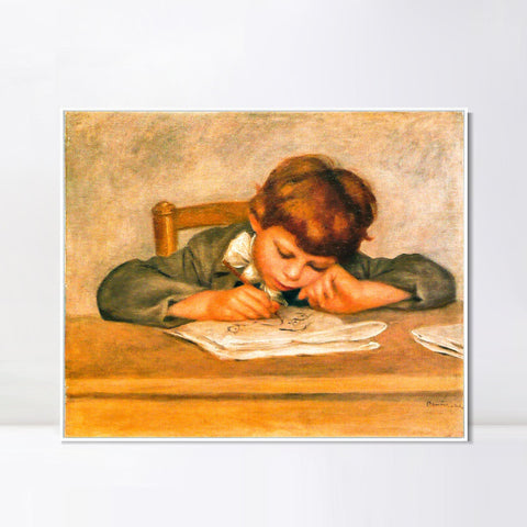 INVIN ART Framed Canvas Jean Renoir dessinant by Pierre Auguste Renoir Wall Art Living Room Home Office Decorations