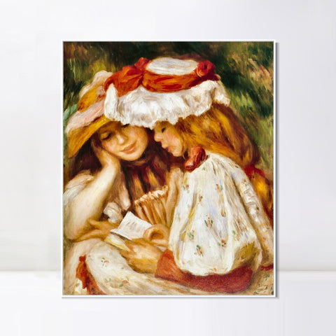 INVIN ART Framed Canvas Jeunes Filles lisant by Pierre Auguste Renoir Wall Art Living Room Home Office Decorations