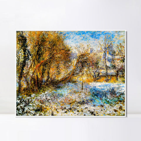 INVIN ART Framed Canvas Paysage de neige (1875) by Pierre Auguste Renoir Wall Art Living Room Home Office Decorations