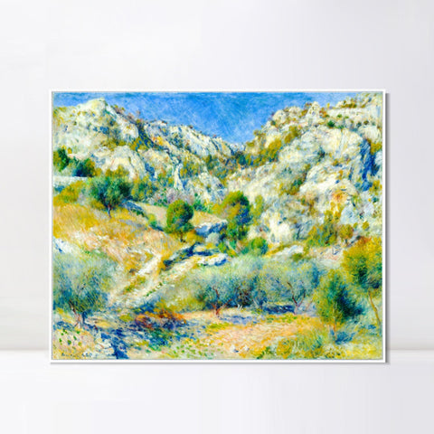 INVIN ART Framed Canvas Rocky Crags at L'Estaque by Pierre Auguste Renoir Wall Art Living Room Home Office Decorations