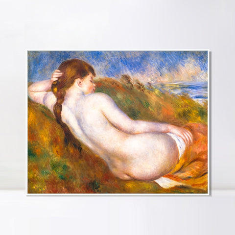 INVIN ART Framed Canvas Reclining Nude by Pierre Auguste Renoir Wall Art Living Room Home Office Decorations