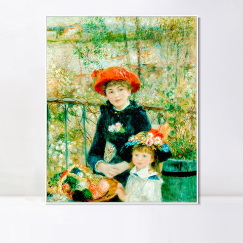 INVIN ART Framed Canvas The Two Sisters by Pierre Auguste Renoir Wall Art Living Room Home Office Decorations