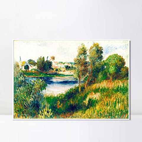 INVIN ART Framed Canvas Landscape at Vétheuil by Pierre Auguste Renoir Wall Art Living Room Home Office Decorations