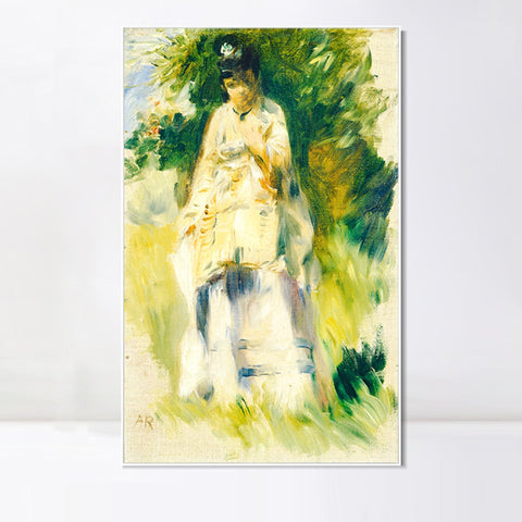 INVIN ART Framed Canvas Woman Standing by a Tree by Pierre Auguste Renoir Wall Art Living Room Home Office Decorations