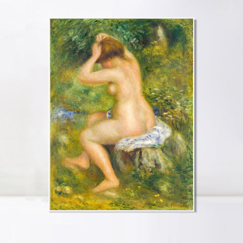 INVIN ART Framed Canvas A Bather by Pierre Auguste Renoir Wall Art Living Room Home Office Decorations