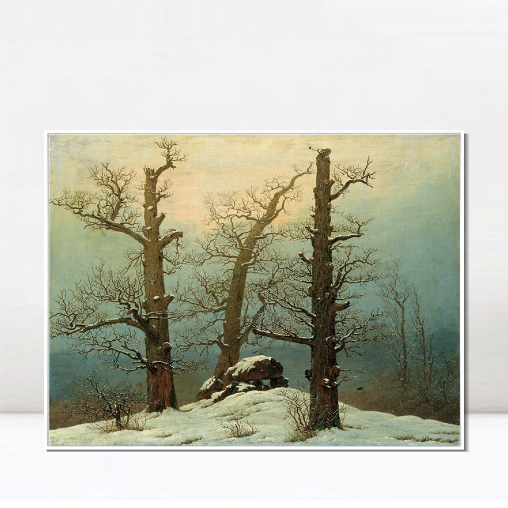 INVIN ART Framed Canvas Dolmen in the snow by Caspar David Friedrich Wall Art Living Room Home Office Decorations