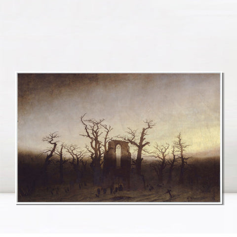 INVIN ART Framed Canvas Abbey among Oak Trees by Caspar David Friedrich Wall Art Living Room Home Office Decorations