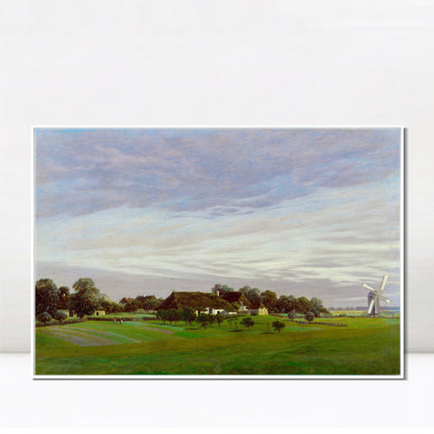 INVIN ART Framed Canvas Flat Countryside by Caspar David Friedrich Wall Art Living Room Home Office Decorations