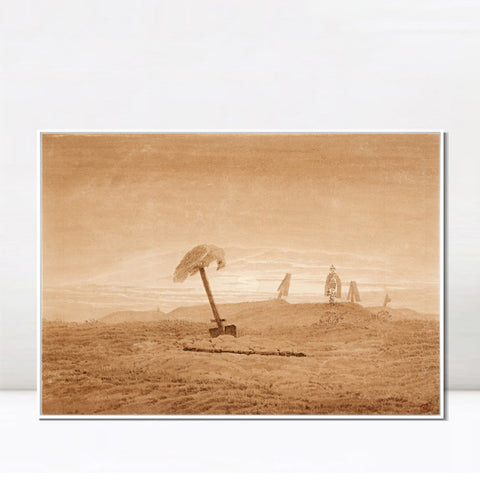 INVIN ART Framed Canvas Landscape with Graves by Caspar David Friedrich Wall Art Living Room Home Office Decorations