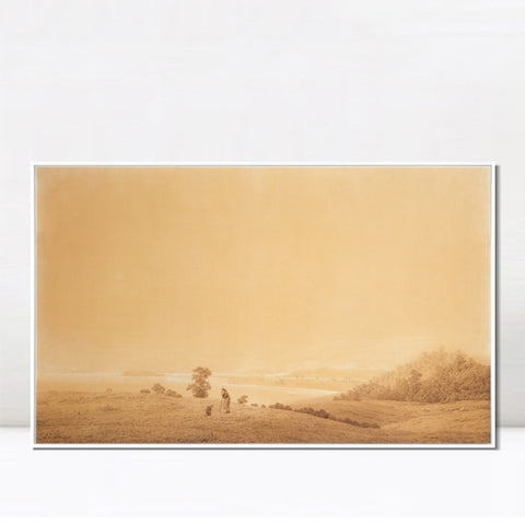 INVIN ART Framed Canvas Eastern Coast of Ruegen Island with Shepherd by Caspar David Friedrich Wall Art Living Room Home Office Decorations