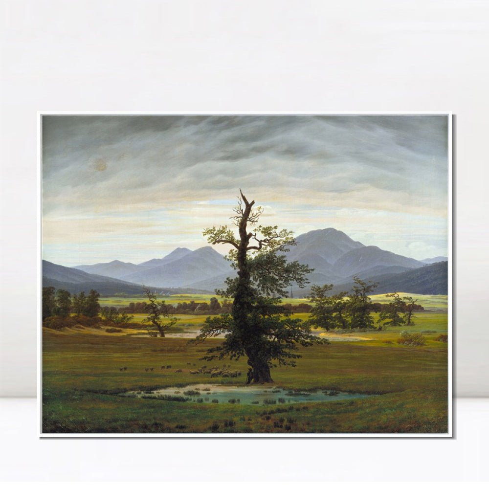 INVIN ART Framed Canvas Der einsame Baum by Caspar David Friedrich Wall Art Living Room Home Office Decorations