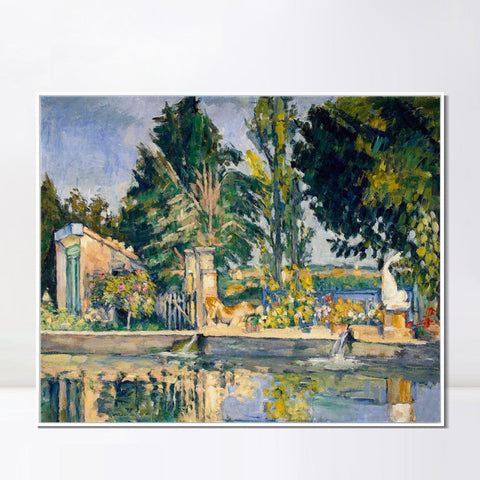 INVIN ART Framed Canvas Giclee Print Art Jas de Bouffan, the Pool by Paul Cezanne Wall Art Living Room Home Office Decorations