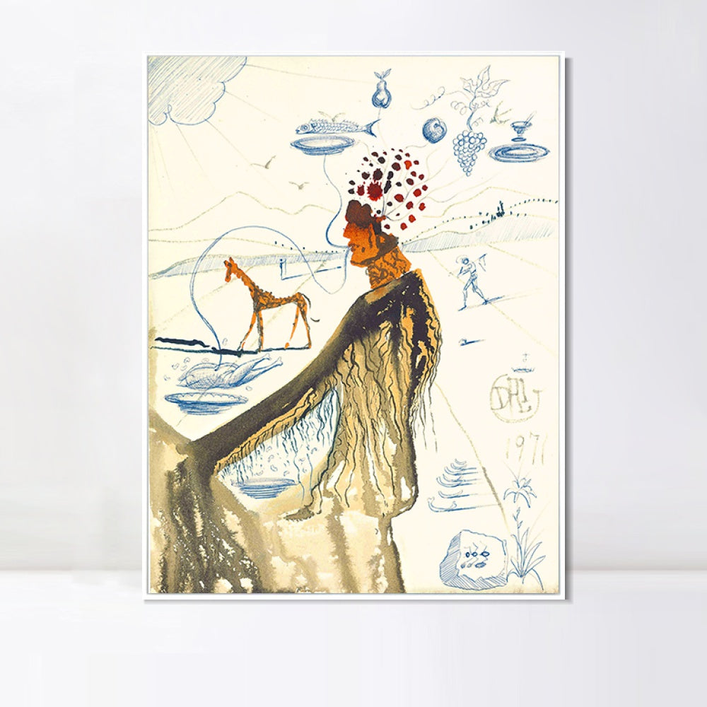 INVIN ART Framed Canvas Series#056 by Salvador Dal Wall Art Living Room Home Office Decorations