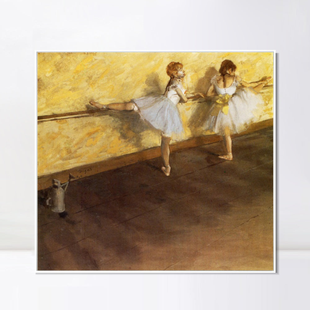 INVIN ART Framed Canvas Giclee Print Art Danseuses 篓陇 la barre  by Edgar Degas Wall Art