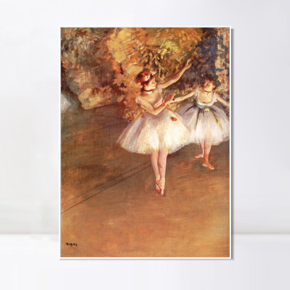 INVIN ART Framed Canvas Giclee Print Art Deux danseuses en sc篓篓ne  by Edgar Degas Wall Art