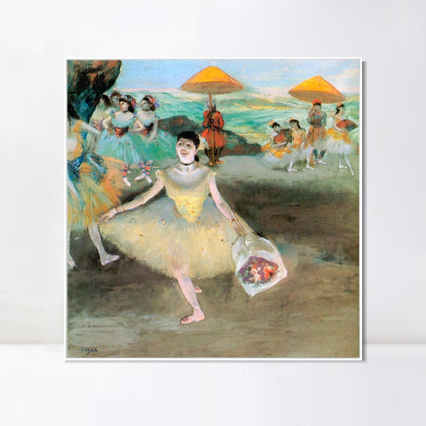 INVIN ART Framed Canvas Giclee Print Art La Danseuse au bouquet saluant by Edgar Degas Wall Art Living Room Home Office Decorations