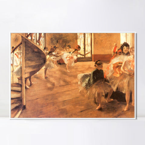 INVIN ART Framed Canvas Giclee Print Art La Répétition de danse  by Edgar Degas Wall Art Living Room Home Office Decorations