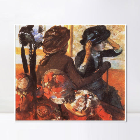 INVIN ART Framed Canvas Giclee Print Art Chez le modiste by Edgar Degas Wall Art Living Room Home Office Decorations